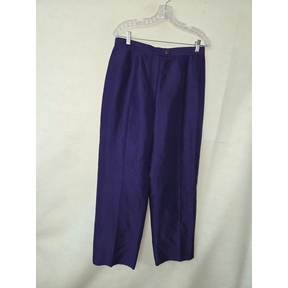 Kasper ASL Purple 100% Silk Straight Leg Lined Dress Pants Womens Size‎ 12 B1218